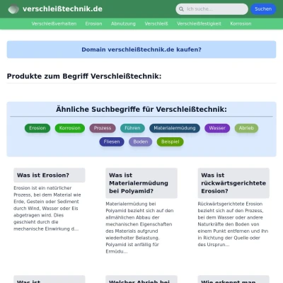 Screenshot verschleißtechnik.de