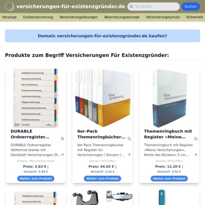 Screenshot versicherungen-für-existenzgründer.de
