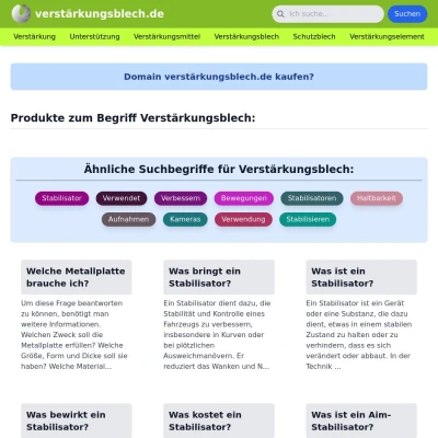 Screenshot verstärkungsblech.de