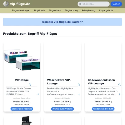 Screenshot vip-flüge.de