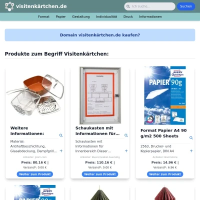 Screenshot visitenkärtchen.de