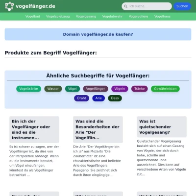 Screenshot vogelfänger.de