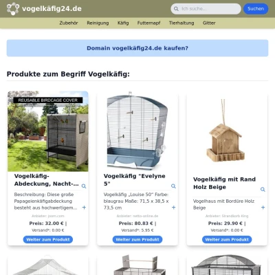 Screenshot vogelkäfig24.de