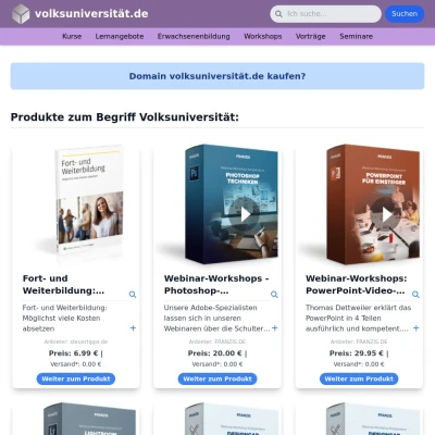 Screenshot volksuniversität.de