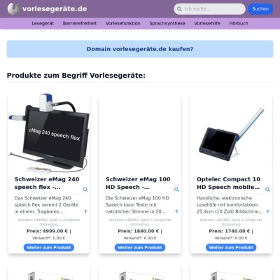 Screenshot vorlesegeräte.de