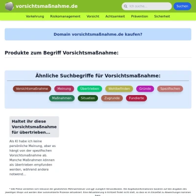 Screenshot vorsichtsmaßnahme.de