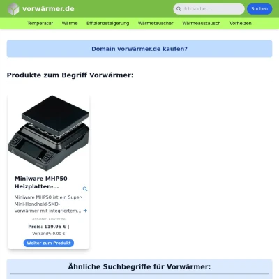 Screenshot vorwärmer.de