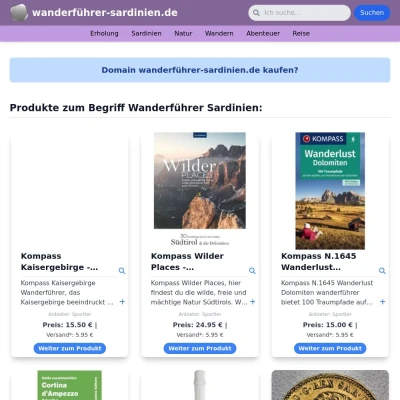 Screenshot wanderführer-sardinien.de