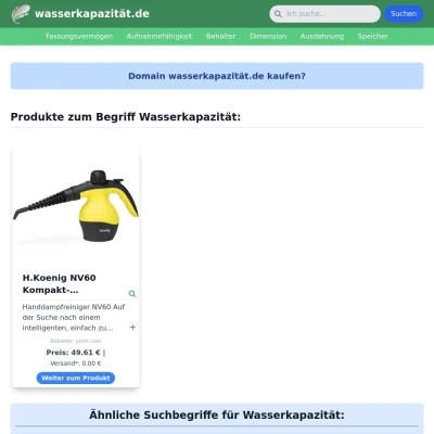 Screenshot wasserkapazität.de