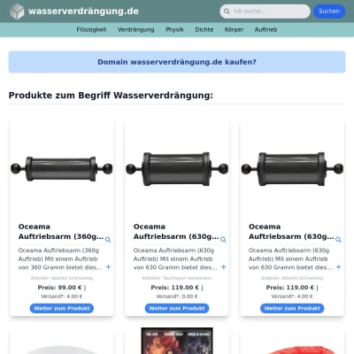 Screenshot wasserverdrängung.de