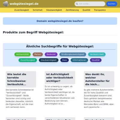 Screenshot webgütesiegel.de