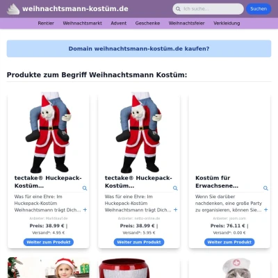 Screenshot weihnachtsmann-kostüm.de