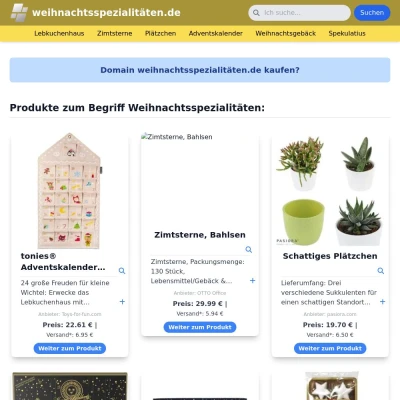 Screenshot weihnachtsspezialitäten.de