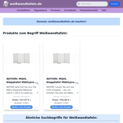 Screenshot weißwandtafeln.de