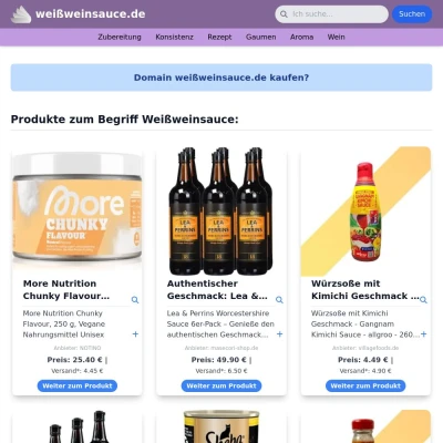 Screenshot weißweinsauce.de