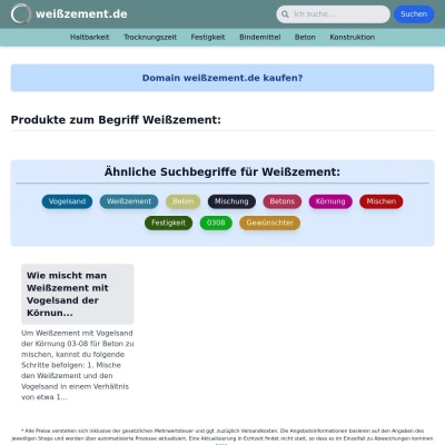Screenshot weißzement.de