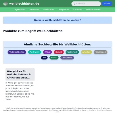 Screenshot wellblechhütten.de