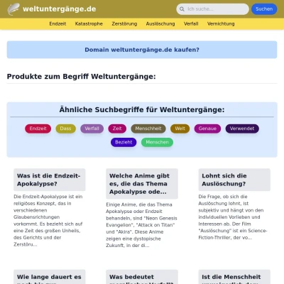 Screenshot weltuntergänge.de