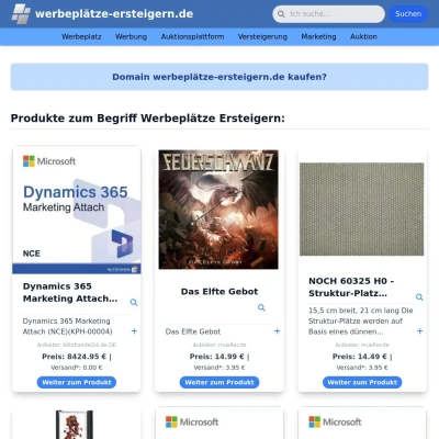Screenshot werbeplätze-ersteigern.de