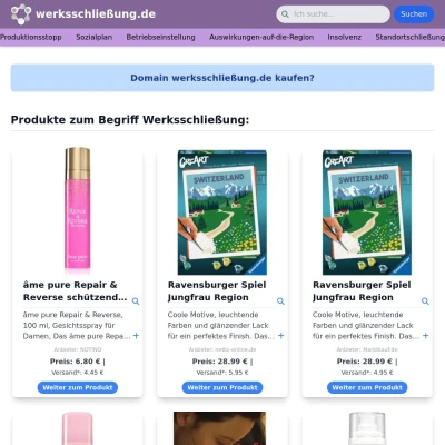 Screenshot werksschließung.de