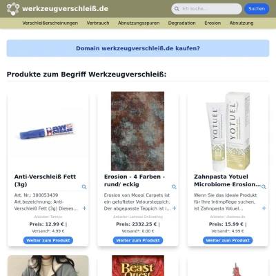 Screenshot werkzeugverschleiß.de