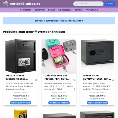 Screenshot wertbehältnisse.de