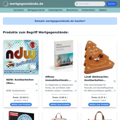 Screenshot wertgegenstände.de