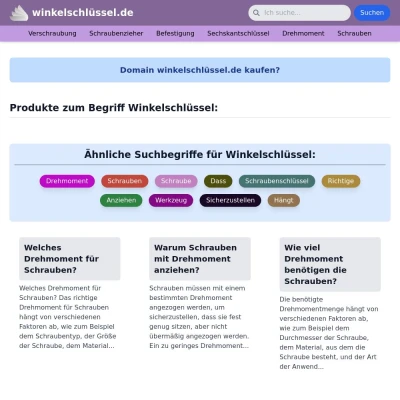 Screenshot winkelschlüssel.de