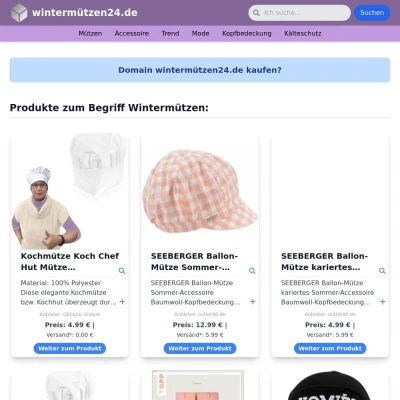 Screenshot wintermützen24.de