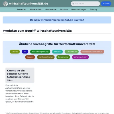 Screenshot wirtschaftsuniversität.de