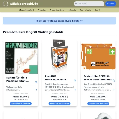 Screenshot wälzlagerstahl.de