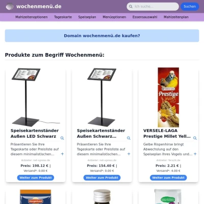 Screenshot wochenmenü.de