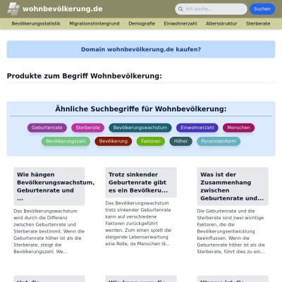 Screenshot wohnbevölkerung.de