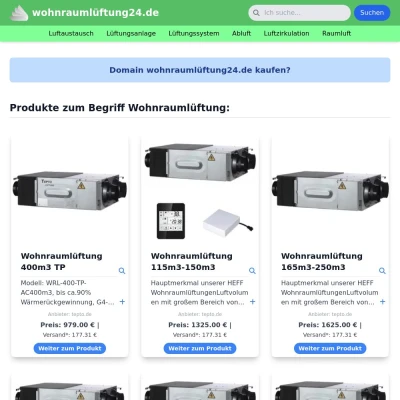 Screenshot wohnraumlüftung24.de