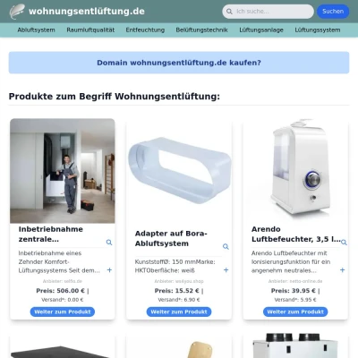 Screenshot wohnungsentlüftung.de