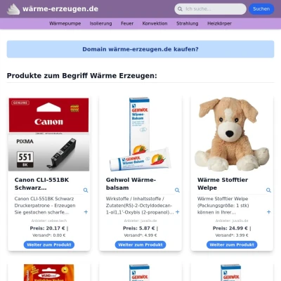 Screenshot wärme-erzeugen.de