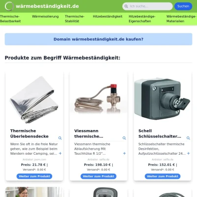 Screenshot wärmebeständigkeit.de