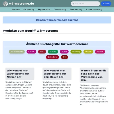 Screenshot wärmecreme.de