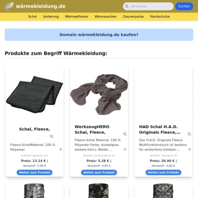 Screenshot wärmekleidung.de