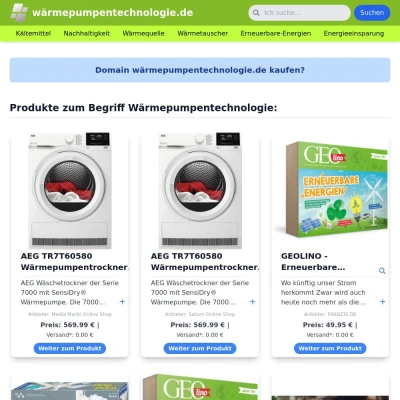 Screenshot wärmepumpentechnologie.de