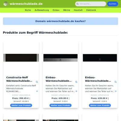 Screenshot wärmeschublade.de