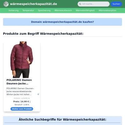 Screenshot wärmespeicherkapazität.de