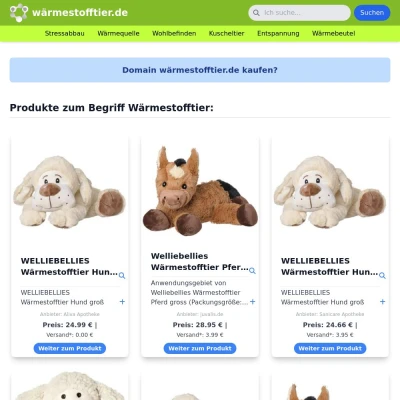 Screenshot wärmestofftier.de