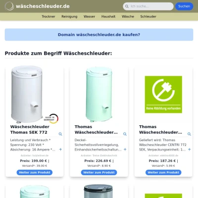 Screenshot wäscheschleuder.de