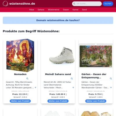 Screenshot wüstensöhne.de