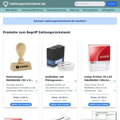 Screenshot zahlungsrückstand.de