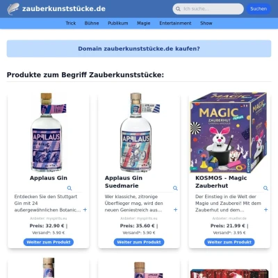 Screenshot zauberkunststücke.de