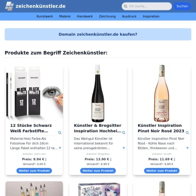 Screenshot zeichenkünstler.de