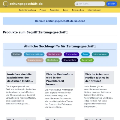 Screenshot zeitungsgeschäft.de