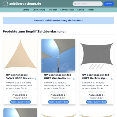 Screenshot zeltüberdachung.de